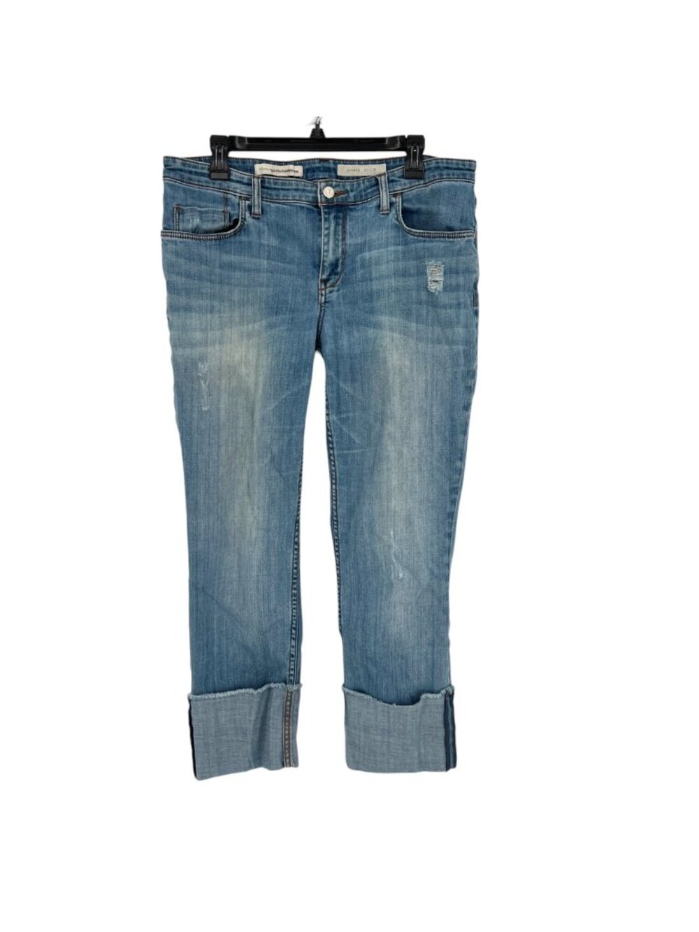 Pilcro Hyphen Cuffed Distressed Cropped Blue Jeans Size 31